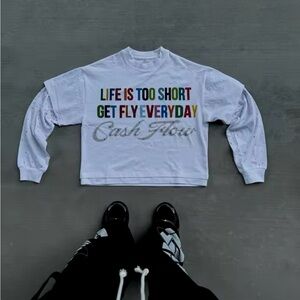 Long Sleeve Tee With Rhinestone